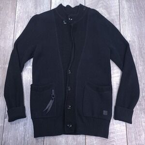 G-Star Raw Skill Blazer Knit Mens Size S Black Ribbed Button Cardigan Sweater